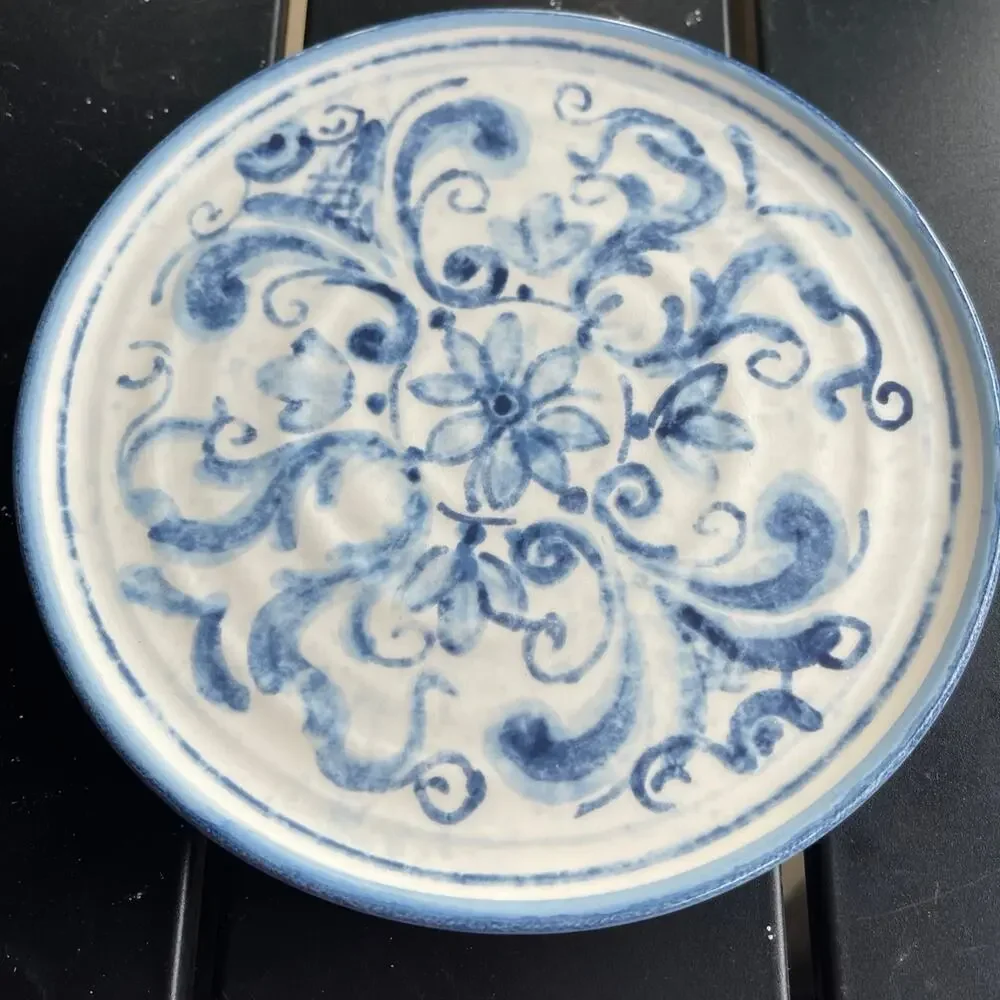 Acqua earthenware 7-1/2” appetizer plate blue and white by Sur La Table